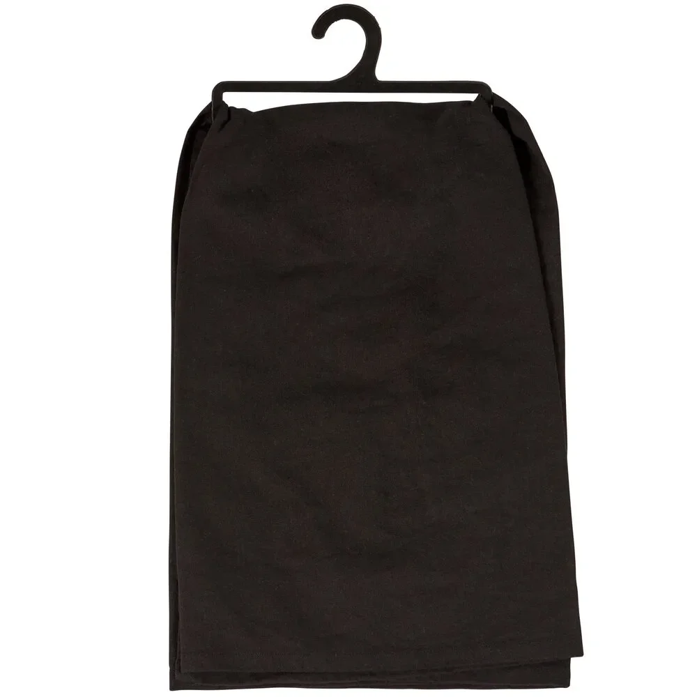 Nightmare Before Coffee Skeleton Kitchen Towel | Black Cotton Halloween Themed